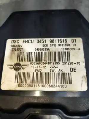 Peça sobressalente para automóvel em segunda mão abs por mini mini (r56) one d referências oem iam 3451981161601  54086335a