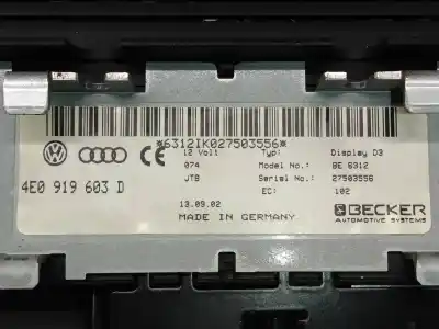 Автозапчасти б/у многофункциональный дисплей за audi a8 (4e2) 4.2 quattro ссылки oem iam 4e0919603d  