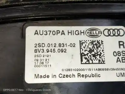 Peça sobressalente para automóvel em segunda mão farolim traseiro direito por audi a3 (8vk) basic referências oem iam au370pahgh 2sd01283102 8v3945092