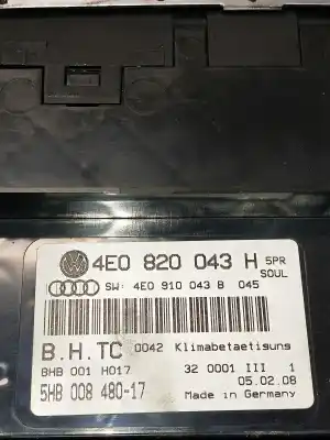 Автозапчастина б/у контроль опалення / кондиціонації для audi a8 d3 (4e2, 4e8) 4.2 tdi quattro посилання на oem iam 5hb00848017  4e0820043h