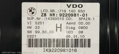 Pièce détachée automobile d'occasion compteur de vitesse tableau de bord pour bmw serie 3 berlina (e90) 330i références oem iam 922098101 14369510 719140650
