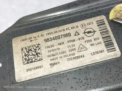 Second-hand car spare part right headlight for opel mokka electrico oem iam references 9834007980  202460044