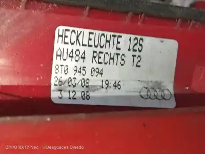 Автозапчасти б/у внутренний правый задний фонарь за audi a5 coupe (8t) 2.7 tdi ссылки oem iam 8t0945094  