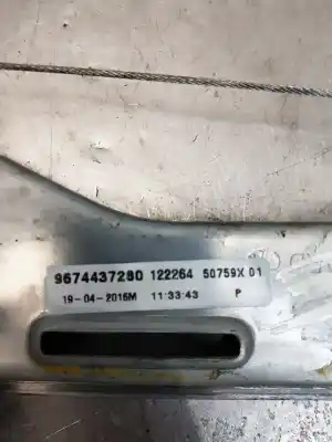 Second-hand car spare part rear right window regulator for citroen c-elysee (dd_) 1.6 bluehdi 100 oem iam references 9674437280  50759x01