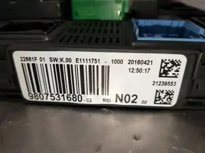 Second-hand car spare part fuse box unit for citroen c-elysee (dd_) 1.6 bluehdi 100 oem iam references 9807531680 20160421 