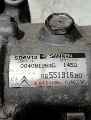 Peça sobressalente para automóvel em segunda mão compressor de ar condicionado a/a a/c por citroen c2 furio referências oem iam 9655191680  sd6v12