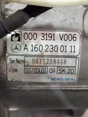 Second-hand car spare part air conditioning compressor for smart coupe 0.6 turbo cat oem iam references 0003191v006  a1602300111