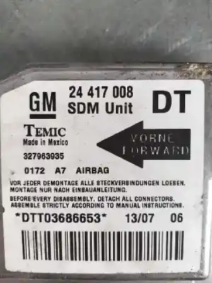 Peça sobressalente para automóvel em segunda mão centralina de airbag por opel combo familiar referências oem iam 327963935  24417008