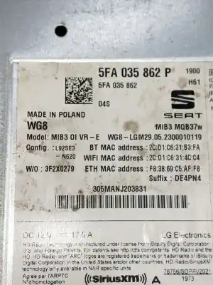 Peça sobressalente para automóvel em segunda mão módulo / sistema de navegação gps por cupra formentor (km7) 1.5 tsi referências oem iam 5fa035862p  