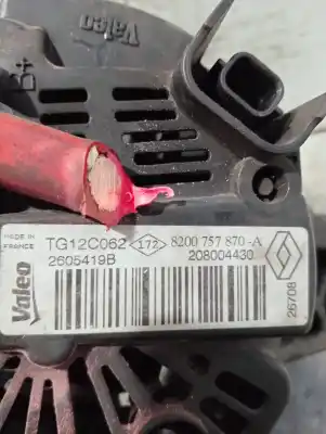 Second-hand car spare part alternator for renault megane iii fastback (bz0/1_, b3_) 1.9 dci (bz0n, bz0j) oem iam references 8200757870a tg12c062 2605419b