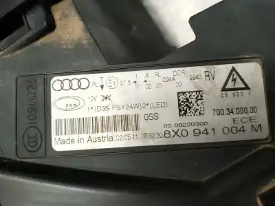 Pezzo di ricambio per auto di seconda mano faro anteriore destro per audi a1 (8x) ambition riferimenti oem iam 8x0941004m  8k0941597c