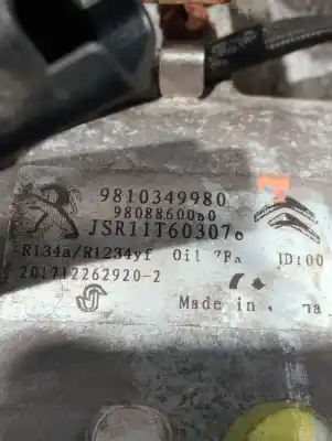 Peça sobressalente para automóvel em segunda mão compressor de ar condicionado a/a a/c por citroen c-elysee (dd_) 1.2 vti 82 referências oem iam 9810349980  9808860080