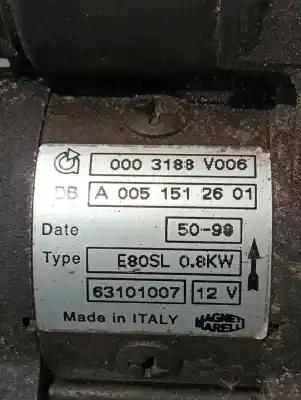 Second-hand car spare part starter motor for smart coupe 0.6 turbo cat oem iam references 0003188v006 63101007 a0051512601