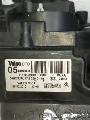 Second-hand car spare part right headlight for citroen c1 seduction oem iam references 89092916  