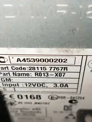 Автозапчасти б/у аудиосистема / радио cd за smart forfour 0.9 turbo cat ссылки oem iam a4539000202  281157767r