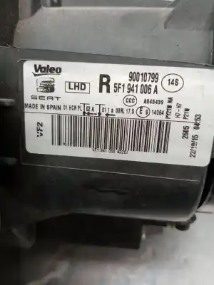 Автозапчасти б/у правая фара за seat leon (5f1) 1.2 tsi ссылки oem iam 5f1941006a  90010799 ojo ver fotos