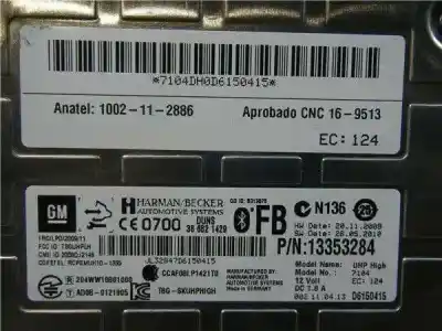 Pezzo di ricambio per auto di seconda mano impianto audio / radio cd per opel astra j berlina 5p a17dts riferimenti oem iam 13353284  