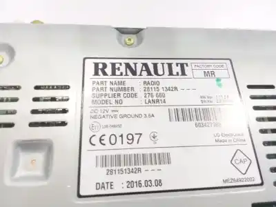 Автозапчастина б/у аудіо система / радіо cd для renault espace v (jr_) 1.6 dci 130 посилання на oem iam 281151342r 28115 1342r 276 660