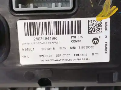 Second-hand car spare part multifunction display for al de  oem iam references 280346419r captur ii  
