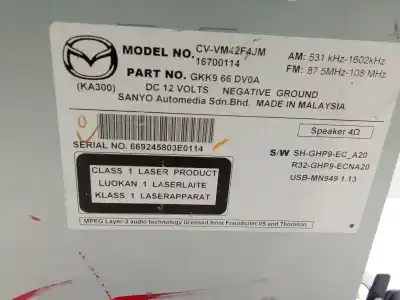 Second-hand car spare part audio system / radio cd for mazda cx-5 (ke, gh) 2.2 d (ke2fw) oem iam references gkk966dv0a cvvm42f4jm 16700114