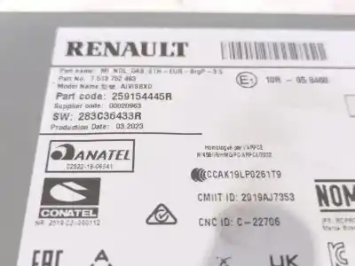 Автозапчастина б/у аудіо система / радіо cd для renault clio v (b7_) tce 90 (b7mt) посилання на oem iam 259154445r 283c36433r 7513752493