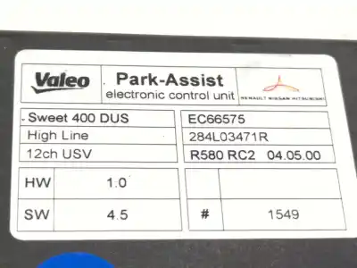 İkinci el araba yedek parçası park sensörü kontrol ünitesi için renault captur ii (hf_) e-tech 145 (hfmu) oem iam referansları 284l03471r  
