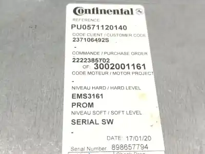 Автозапчастина б/у ебу контролер двигуна для renault arkana i (lcm_, ldn_) 1.3 tce 160 (ldn1) посилання на oem iam 237106492s  pu0571120140