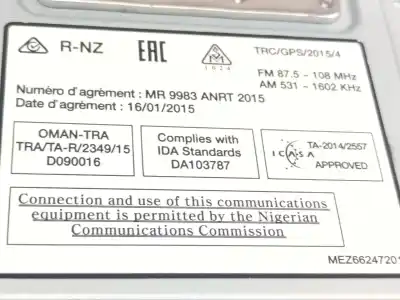 Автозапчасти б/у аудиосистема / радио cd за renault megane iv fastback (b9a/m/n_) 1.5 dci 110 (b9a3) ссылки oem iam 281151779r 510461133 
