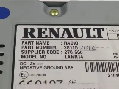 Автозапчасти б/у аудиосистема / радио cd за renault megane iv fastback (b9a/m/n_) 1.5 dci 110 (b9a3) ссылки oem iam 281151779r 510461133 