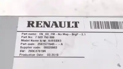Peça sobressalente para automóvel em segunda mão sistema de áudio / rádio cd por renault captur ii (hf_) tce 160 (hfn1) referências oem iam 259157794r 7503750888 