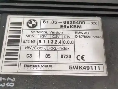 Pezzo di ricambio per auto di seconda mano modulo elettronico per bmw 5 (e60) 530 d riferimenti oem iam 61356939400xx  5wk49111