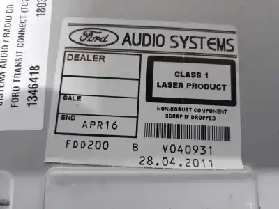 Автозапчастина б/у аудіо система / радіо cd для ford transit connect (tc7) furg. largo посилання на oem iam 1803006  1803006