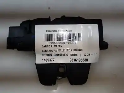 Автозапчасти б/у ЗАМОК БАГАЖНИКА/ВОРОТ за CITROEN C4 CACTUS  ссылки OEM IAM 9816195380  9816195380