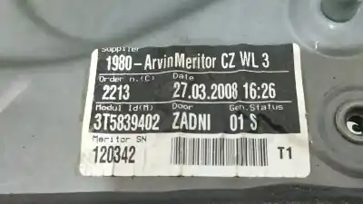 Автозапчастина б/у регулятор скла заднього правого для skoda superb ii (3t4) 2.0 tdi посилання на oem iam 3t0839462  3t0839462