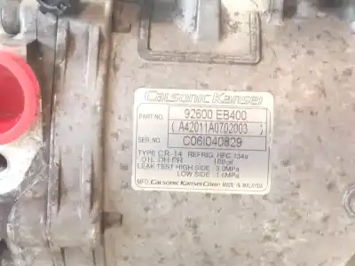 Second-hand car spare part air conditioning compressor for nissan navara pick-up (d40m) 2.5 dci diesel cat oem iam references 92600eb400  92600eb400