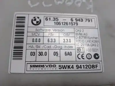 Piesă de schimb auto la mâna a doua unitate de control imobilizare pentru bmw serie 5 berlina (e60) 3.0 turbodiesel cat referințe oem iam 61359395657  61356943791