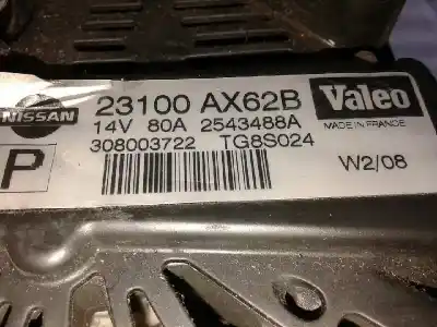 Pezzo di ricambio per auto di seconda mano alternatore per nissan micra (k12e) acenta riferimenti oem iam 23100ax62b  