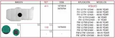 Pièce détachée automobile d'occasion VASE D'EXPANSION DE LIQUIDE DE REFROIDISSEMENT pour VOLVO FH 12 ASTA 2001 E2 / E3  Références OEM IAM 1674918  