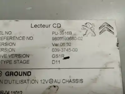 Second-hand car spare part audio system / radio cd for ds 4 1.6 blue-hdi fap oem iam references 9805593680  