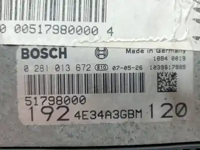 Second-hand car spare part ecu engine control for fiat stilo multi wagon (192_) 1.9 d multijet oem iam references 0281013672  5179800