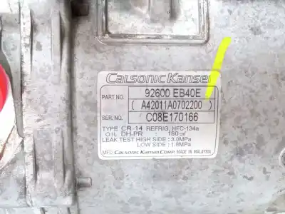 Автозапчасти б/у компрессор кондиционера воздуха за nissan navara pick-up (d40m) double cab xe 4x4 ссылки oem iam 92600eb40e  