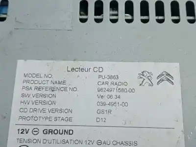 Second-hand car spare part audio system / radio cd for citroen ds4 design oem iam references 982497158000  
