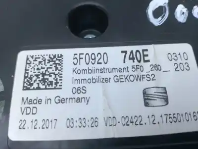 Автозапчастина б/у панель інструментів для seat leon (5f1) 1.4 16v tsi act посилання на oem iam 5f0920740e  