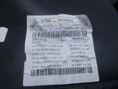 Автозапчастина б/у оббірка передніх дверей ліва для seat leon (5f1) 1.4 16v tsi act посилання на oem iam 5f4867011j  
