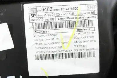 Автозапчастина б/у обкітка задніх лівіх дверей для seat leon (5f1) 1.6 tdi посилання на oem iam 5f4868073  