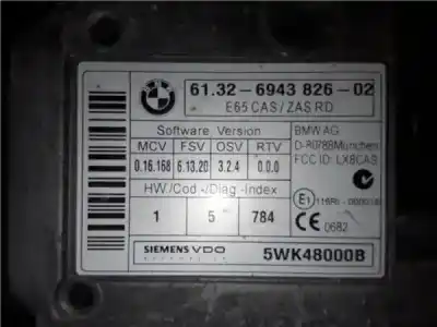 Second-hand car spare part ignition switch for bmw serie 7 (e65/e66) 4.4 turbodiesel cat oem iam references   3631111 / 5wk48000b / 61326943826