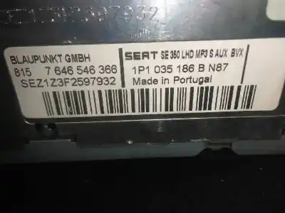 Автозапчастина б/у аудіо система / радіо cd для seat leon (1p1) 1.9 tdi посилання на oem iam 1p1035186b  