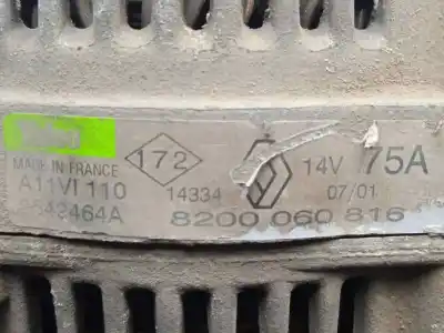 Автозапчастина б/у генератор для renault clio ii fase i (b/cbo) 1.2 посилання на oem iam a11vi110 - 8200060816 polea.fija - 3.canales 70ah - valeo