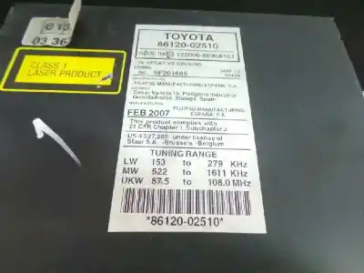 Автозапчастина б/у аудіо система / радіо cd для toyota auris (_e15_) 1.4 d-4d (nde150_) посилання на oem iam 1220008890a101 - sf201665 - 8612002510  