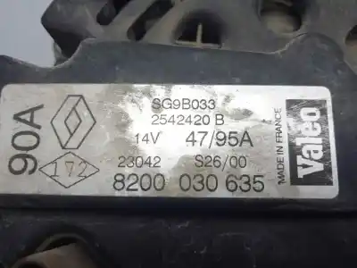 Second-hand car spare part alternator for renault scenic rx4 (ja0) 2.0 16v dynamique oem iam references 8200030635 - sg9b033 polea.fija - 6.canales 90ah - valeo